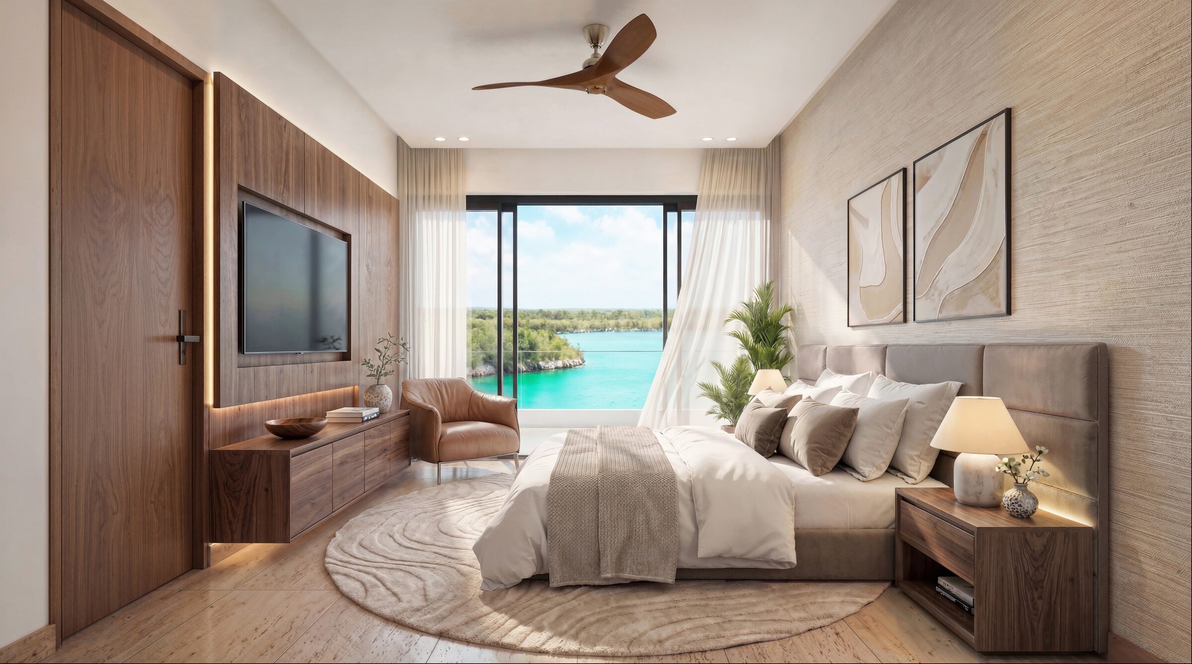 Dormitorio con vistas al Lago Azul